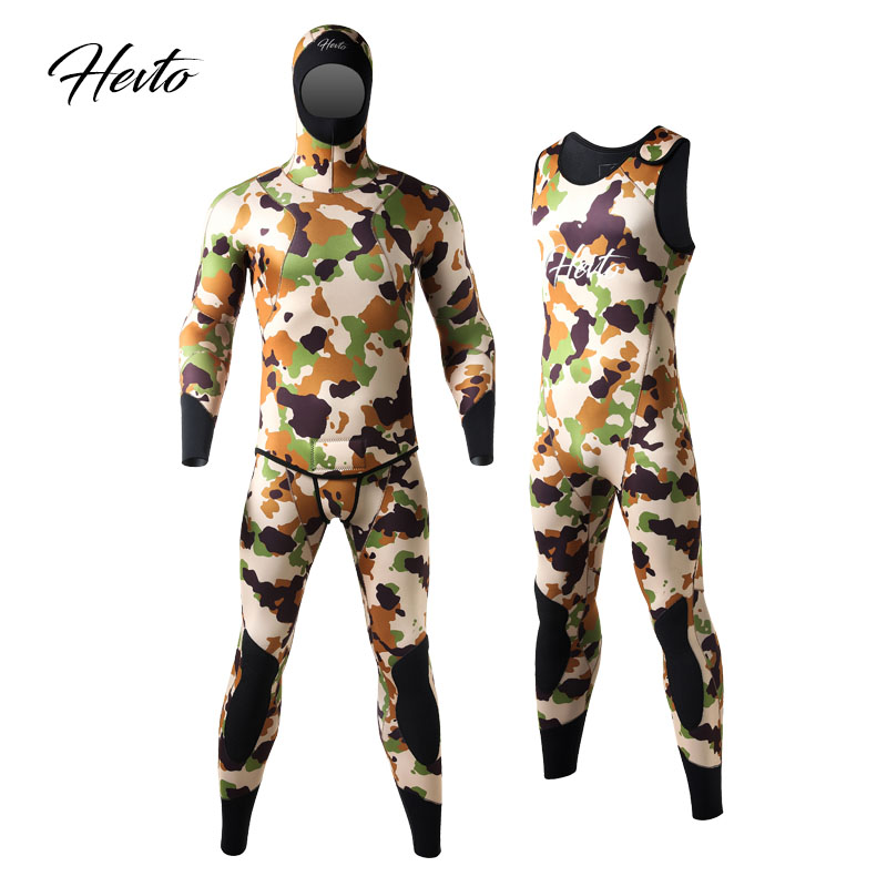 Yellow camou spearfishing suit